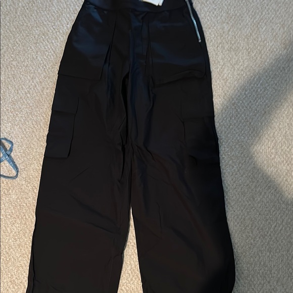 Alexander Wang Black Cargo Rave Pants with Logo Elastic